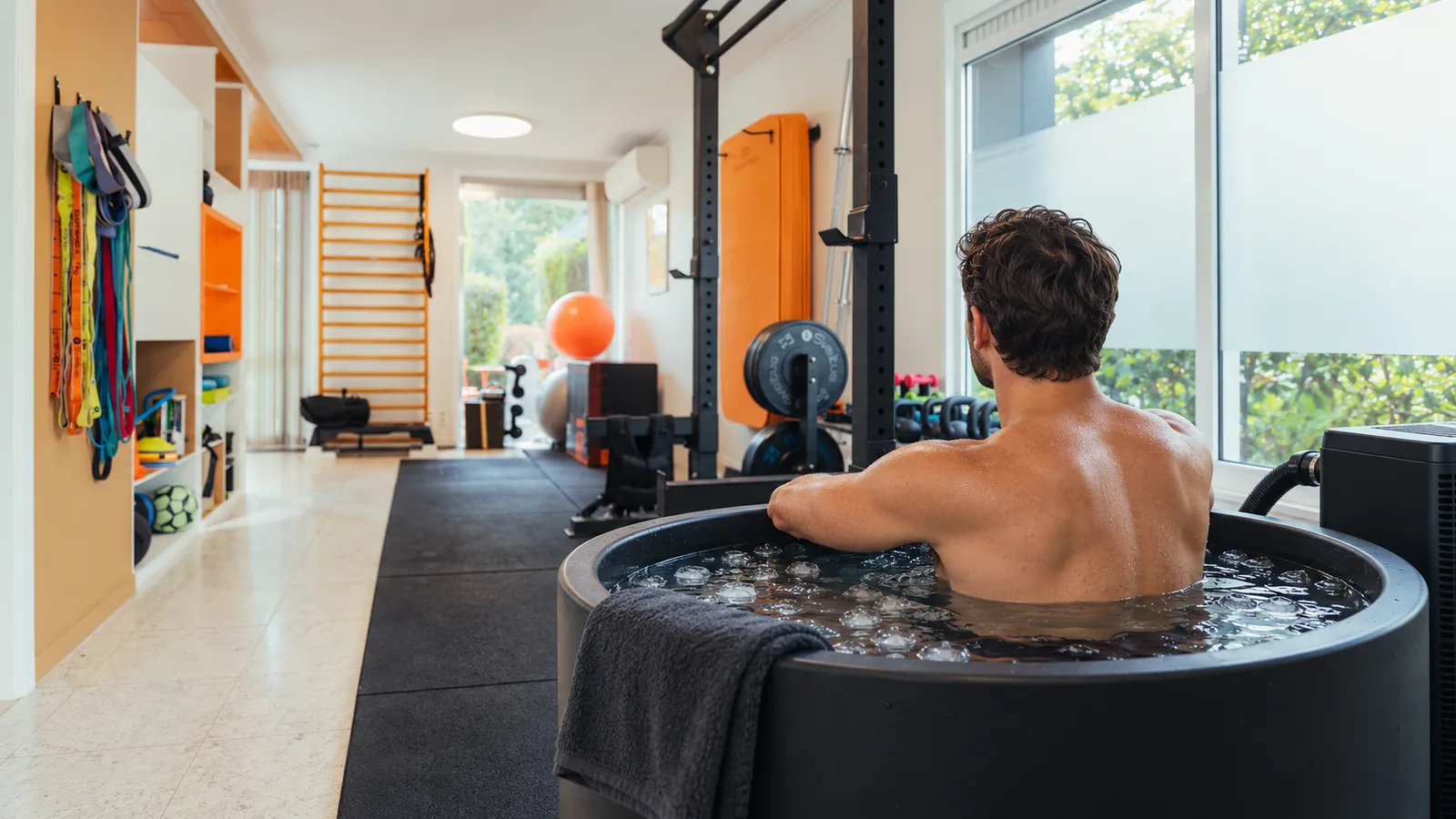 Bain d'eau froide avec son chiller, dans la salle du centre